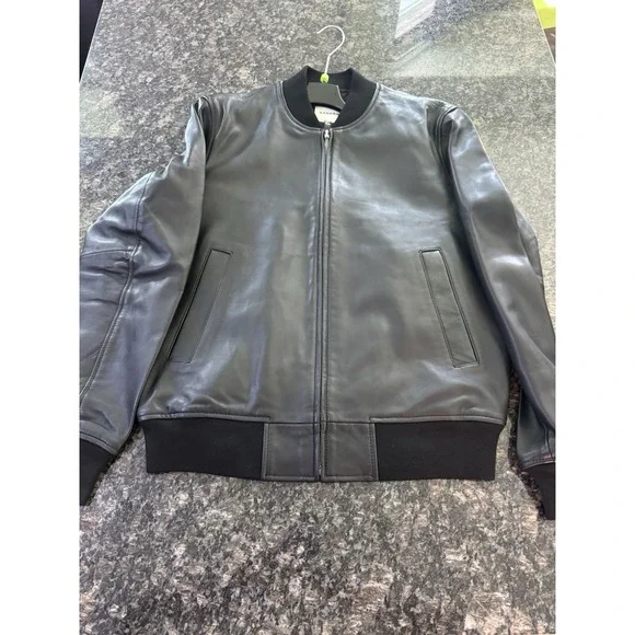 Sandro Paris Monaco Black Leather Jacket Rare brand NWT Size Small. Mens